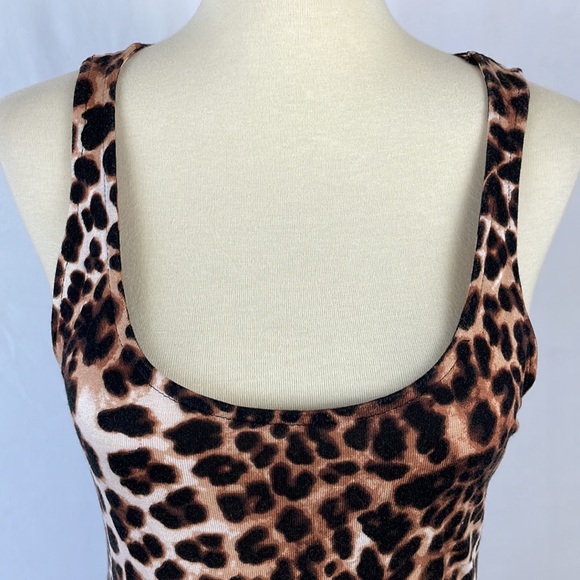 H&M Soft Brown and Cream Leopard Print Tank Bodycon Maxi Dress - Size XS - Picture 3 of 12